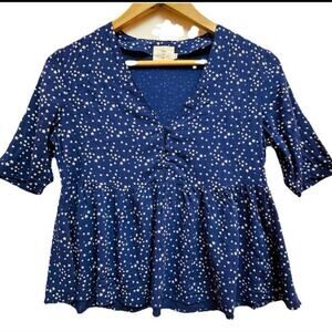 Alice & UO Peplum Womens Top Sz Small Babydoll Americana Stars